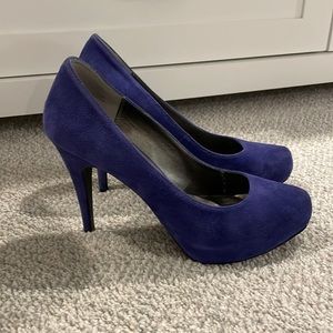 Moda Spana Women’s Blue Suede Platform Heels Pointed Toe Size 9.5